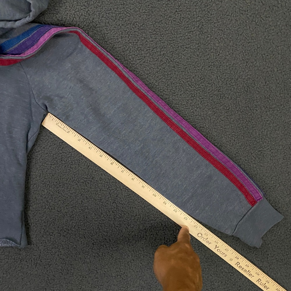 Aviator Nation Hoodie Womens Large Gray Split Neck Cropped Striped Fleece Logo - Picture 8 of 9